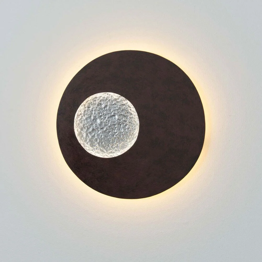 Lâmpada de parede luna em torno de pequena prata de ferro marrom-preto