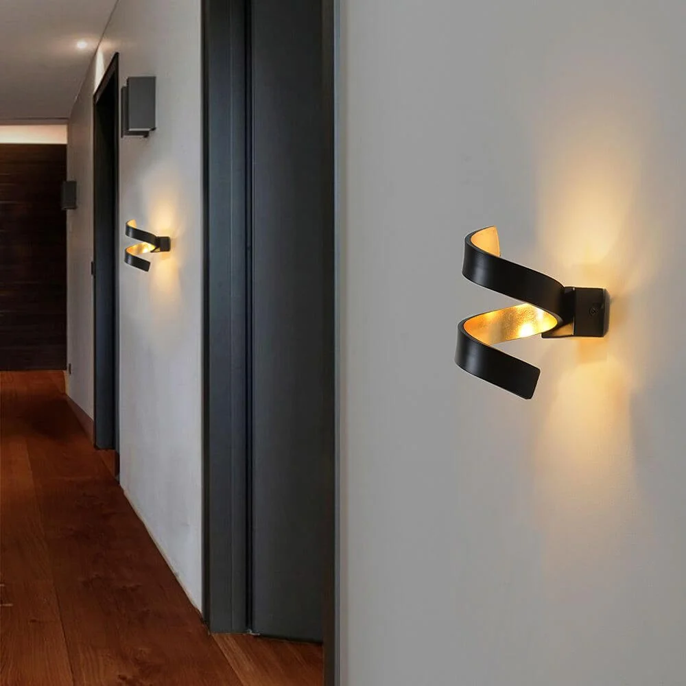Lâmpada de parede de parede LED cores douradas, preto