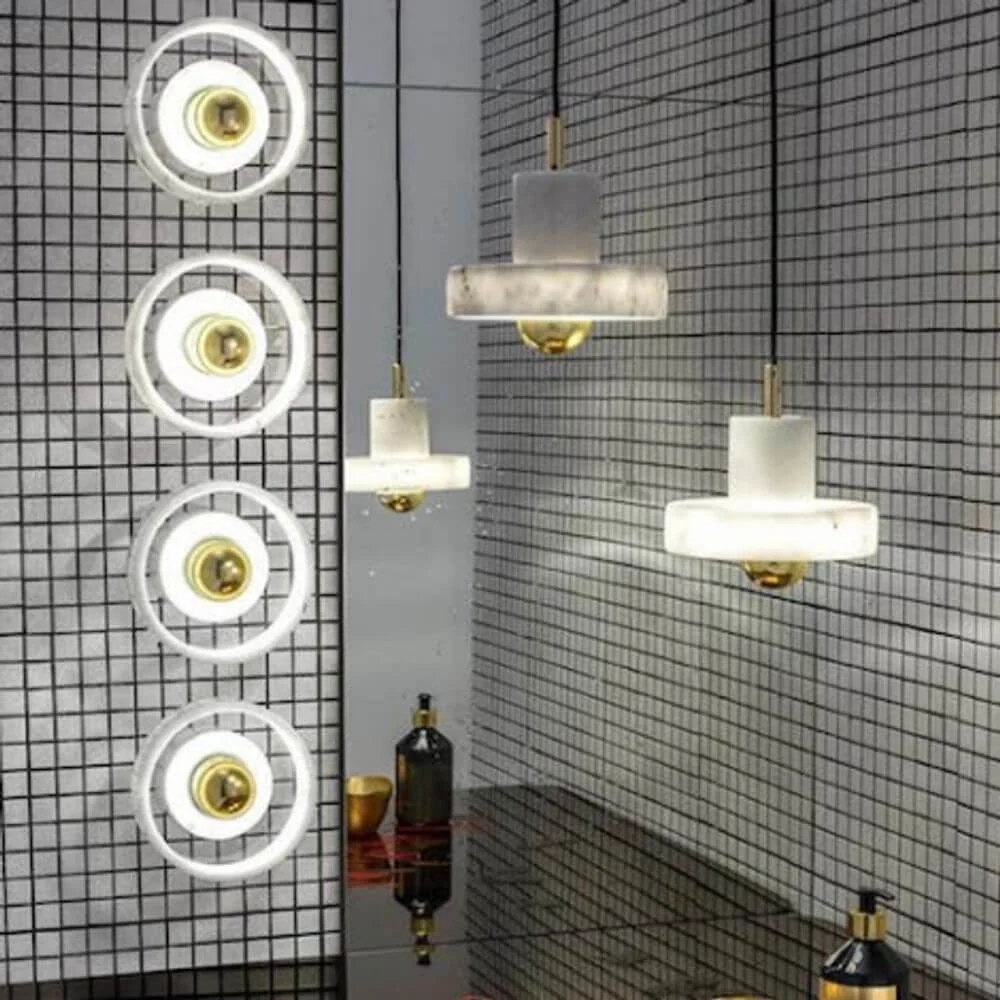 Lâmpada de parede de pedra Tom Dixon feita de mármore