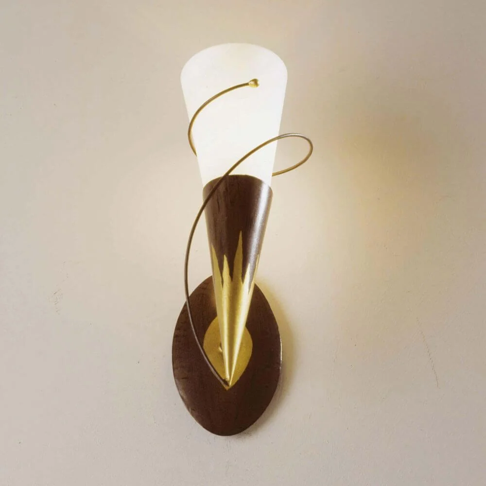 Lâmpada de parede Torcia Glass de vidro em espiral de ouro marrom-preto