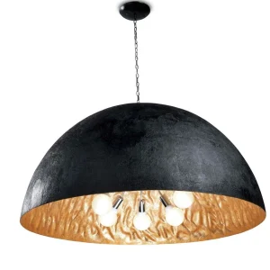 Lâmpada pendente Magma-G Ø 120cm 5-Flg. Preto, dourado -colorido