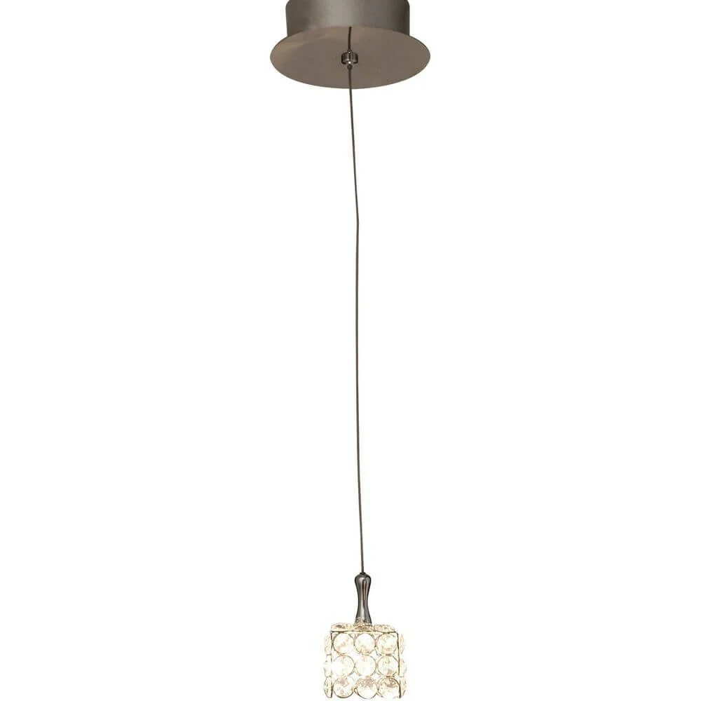 Lâmpada pendente de metal angular cromado de cristal com vidro prateado