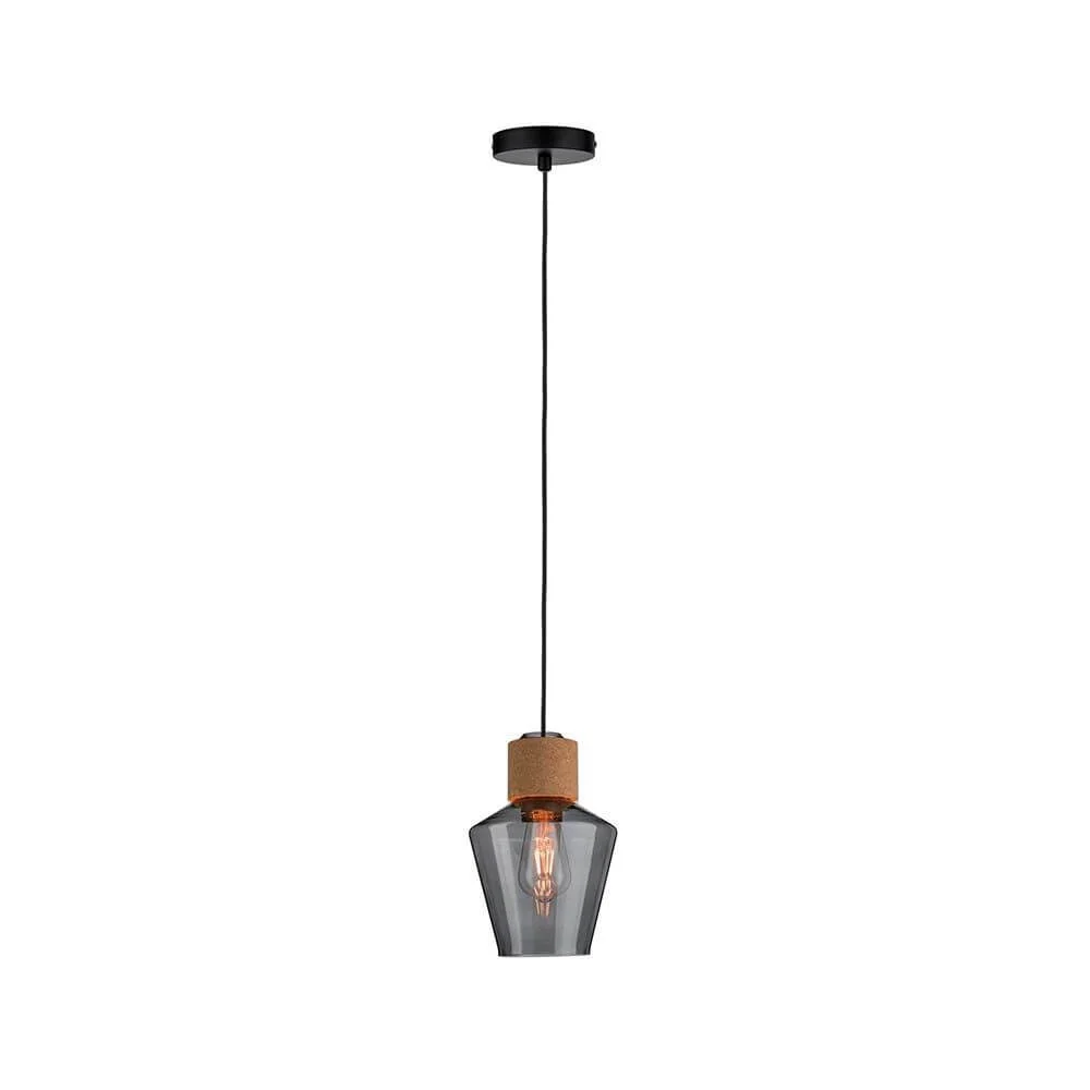 Lâmpada pendente neordic edla max1x20w e27 Rauch Cork preto