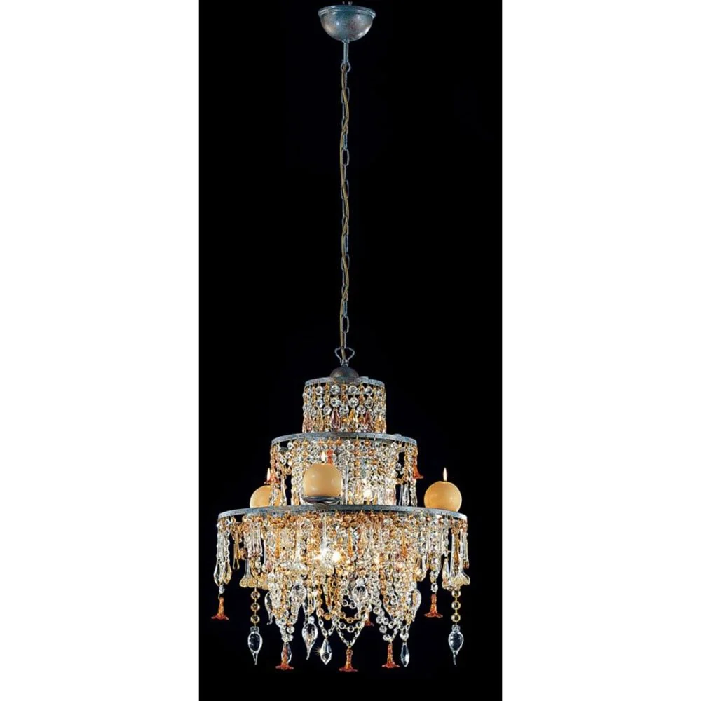 Lâmpada pendente de sonho dourado R & 5-Flame 3 Ball Candles Ø 50cm