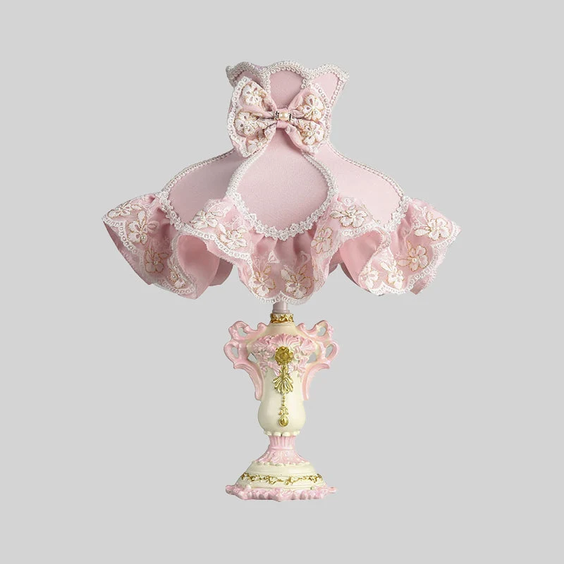 Lâmpada de Princesa - Candeeiro de Mesa Infantil Cor-de-Rosa com Base Esculpida