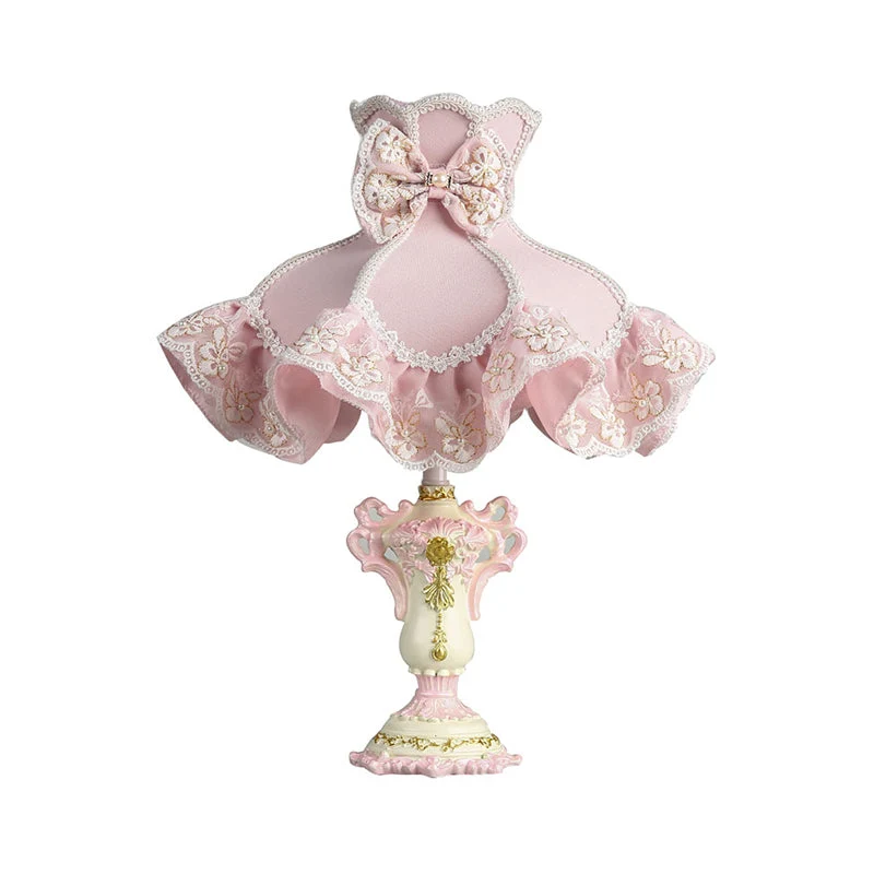 Lâmpada de Princesa - Candeeiro de Mesa Infantil Cor-de-Rosa com Base Esculpida