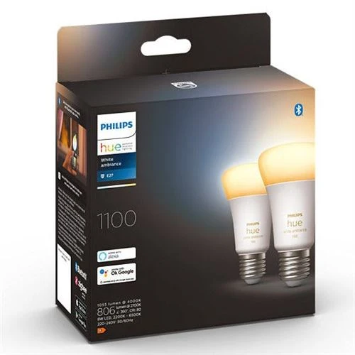 Lâmpada Smart Philips Hue LED Wi-Fi 8W E27 Pack 2 Unidades