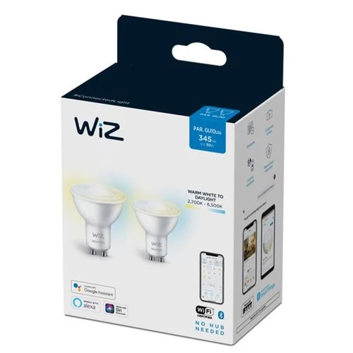 Lâmpada Smart WiZ TW LED Wi-Fi 4.7W GU10 Pack 2 Unidades