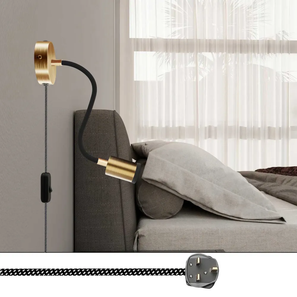 Lâmpada Spostaluce Flex 30 articulável com foco GU10 e ficha UK - Bronze acetinado