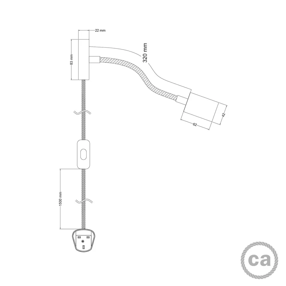 Lâmpada Spostaluce Flex 30 articulável com foco GU10 e ficha UK - Bronze acetinado