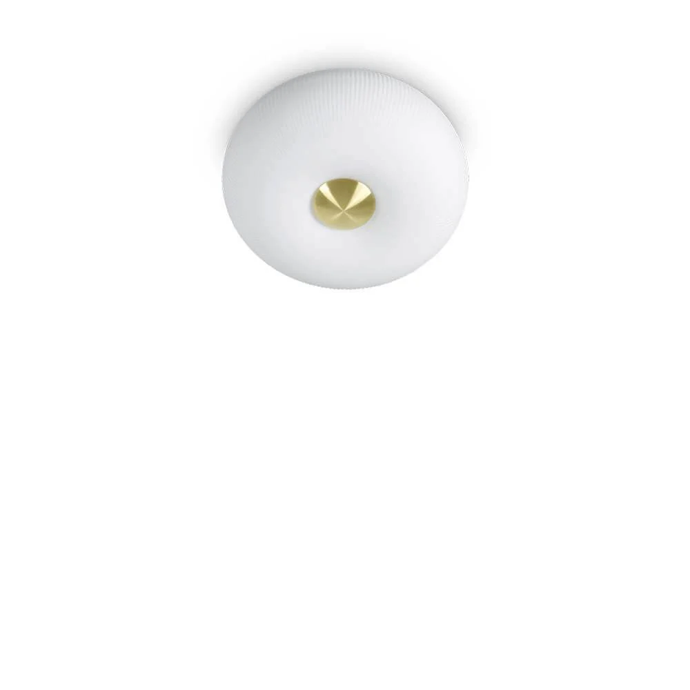 Lâmpada de teto Arizona Branco de 2 chama, Satina de Brass