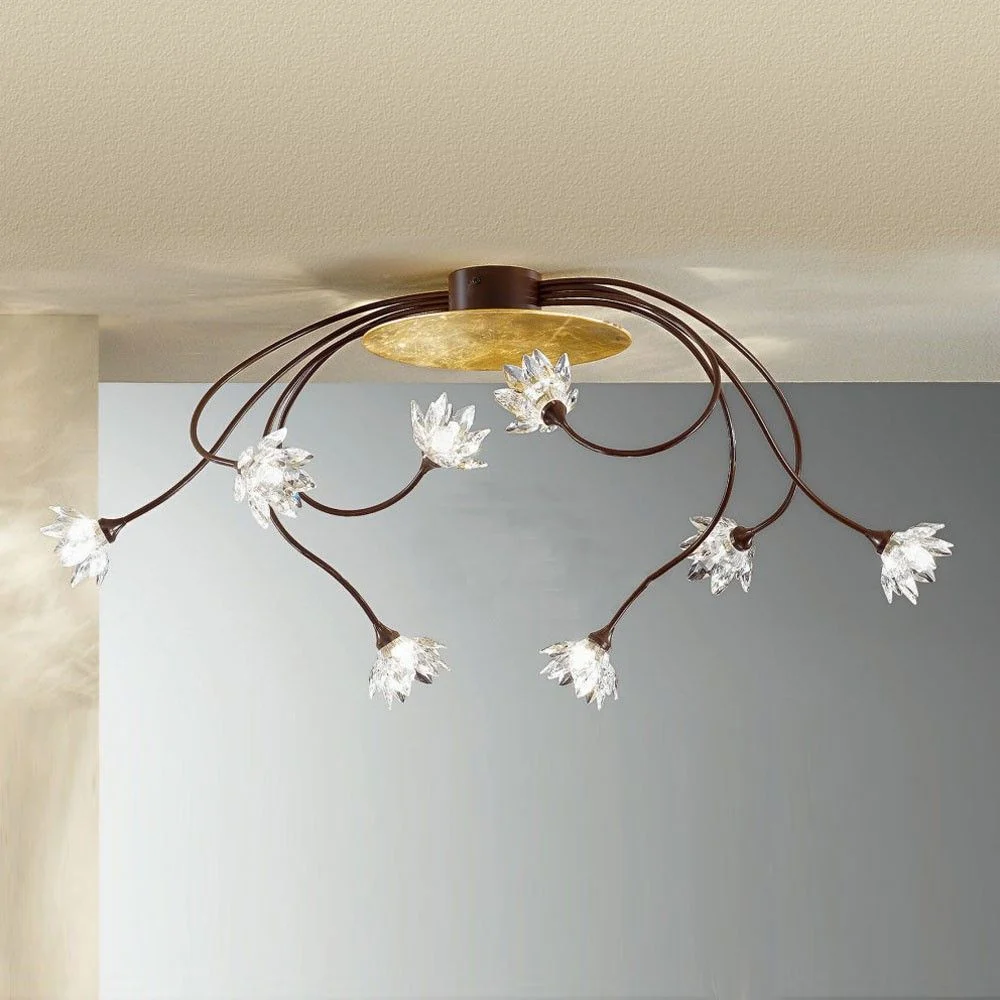 Lâmpada de teto de ouro Fierella 8 Flame Poor Rust Antique 84cm