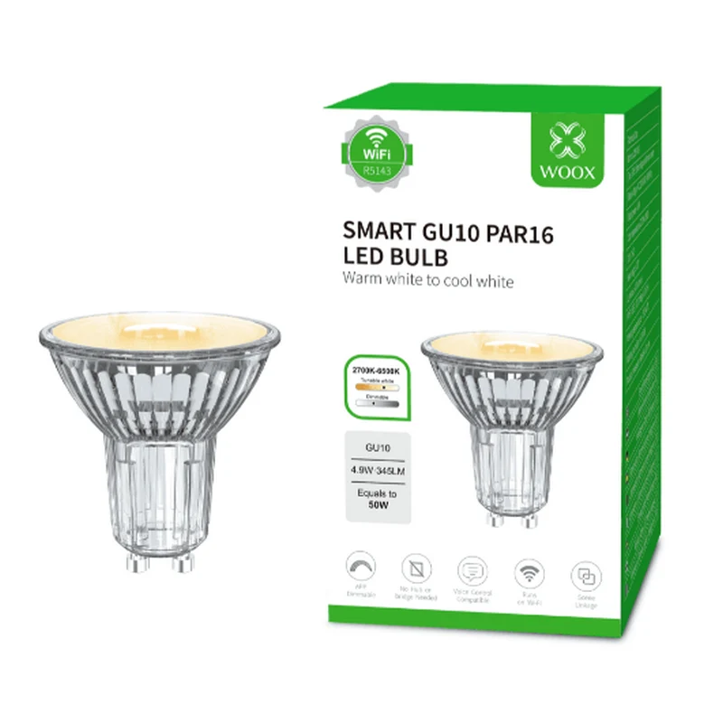 Lâmpada Woox GU10 LED 4,9W Branco Quente 2700K + Branco Frio 6500K
