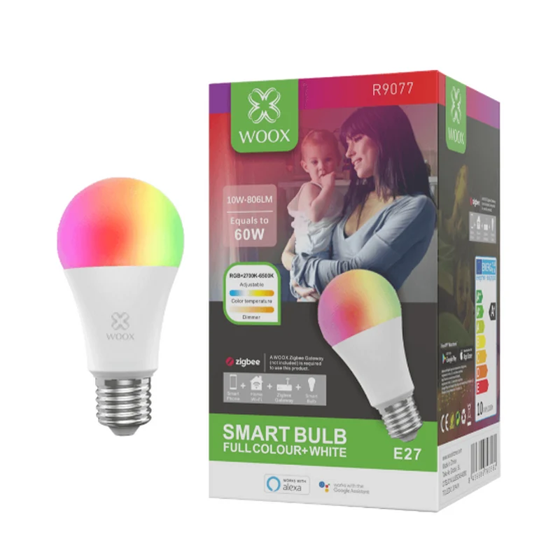 Lâmpada Woox Zigbee LED RGB + CCT Zigbee E27 inteligente / Tuya / Smart Life
