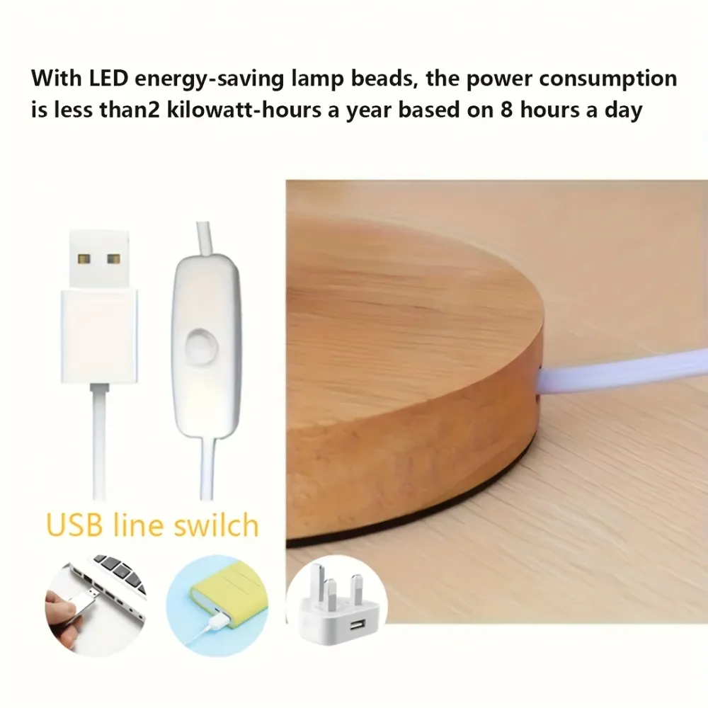 LumiCrystal - Candeeiro de Mesa em Cristal de Vidro, Fonte de Luz LED, Alimentado por USB, Ideal