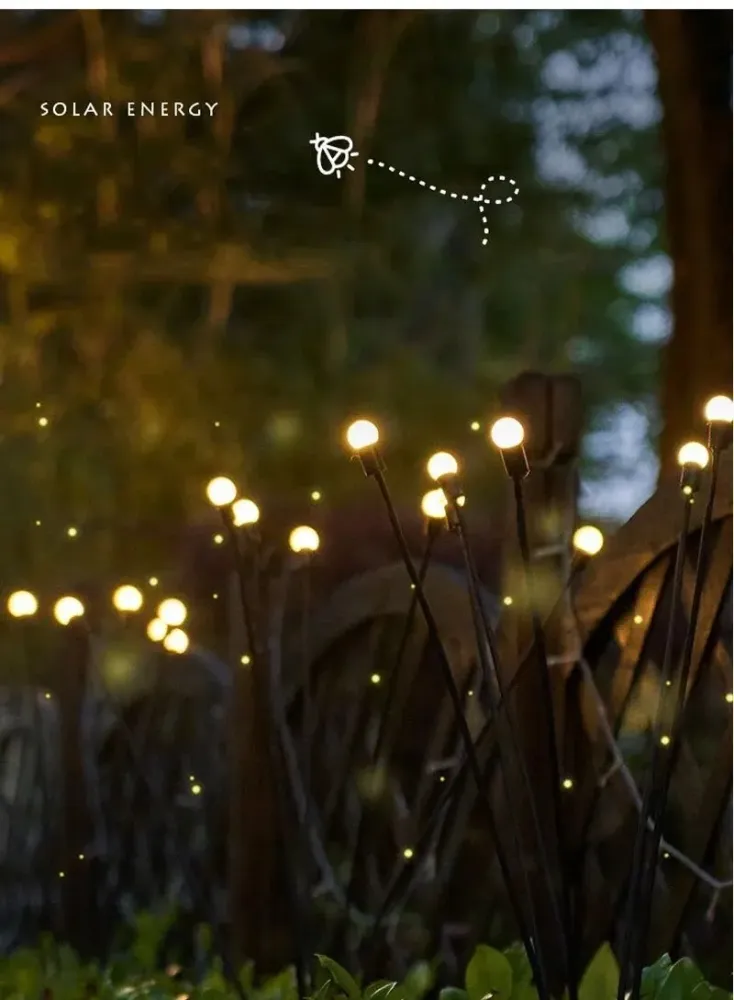 LumiFire - Lâmpada Solar de Jardim com Efeito Vaga-lume – Iluminação Exterior LED Triangular