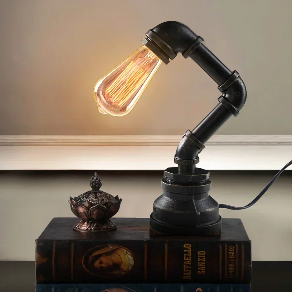 LumiIron – Candeeiro de Mesa Retro Industrial em Ferro, Candeeiro Criativo de Estilo Antigo para Sótão
