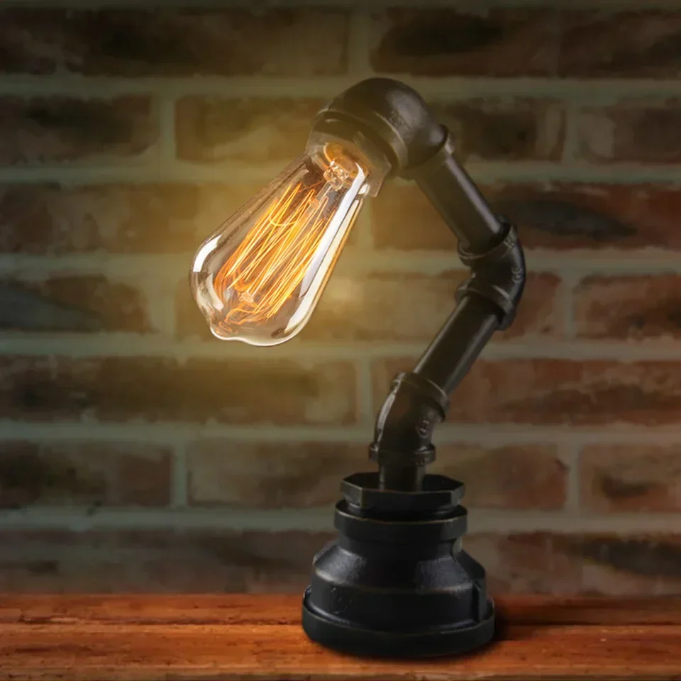 LumiIron – Candeeiro de Mesa Retro Industrial em Ferro, Candeeiro Criativo de Estilo Antigo para Sótão