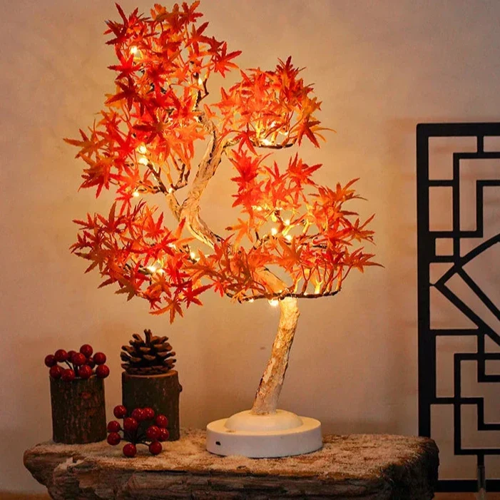 LumiLeaf - Candeeiro de Árvore Bonsai Esdoorn com LED – Candeeiro de Mesa Aconchegante para Sala e Quarto