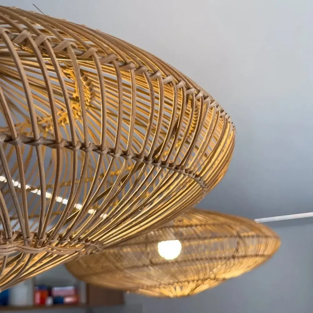 Luminária Artesanal Rattan Natural Gaia 110x38cm Bahali
