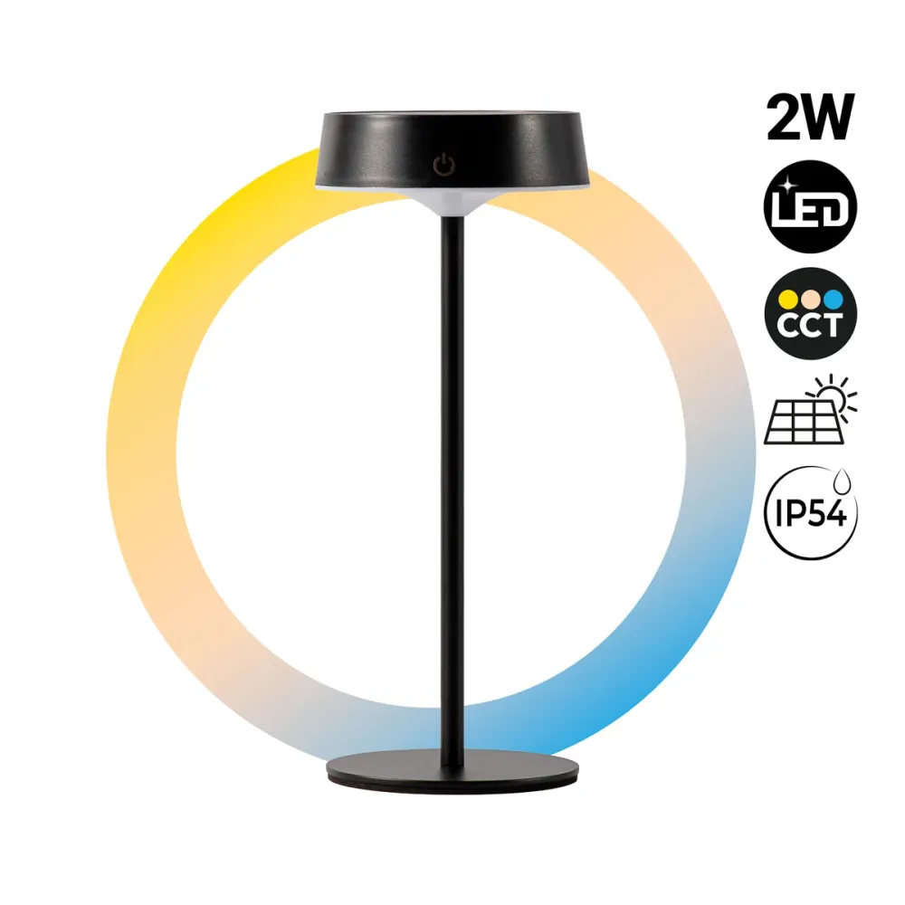 Luminária de mesa solar LED CCT - Controle por toque - Recarregável - Portátil