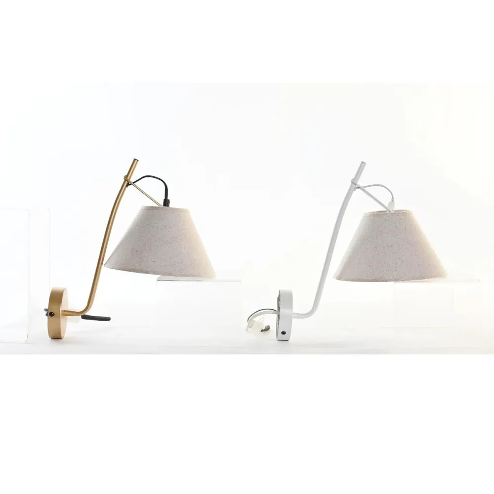 Luminária de parede DKD Home Decor Dourado Metal Linho Branco 50 W Moderno (22 x 32 x 37 cm) (2 Unidades)