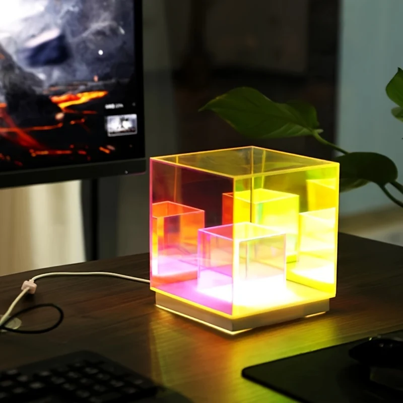 LumiSky - Candeeiro de Mesa Céu Estrelado Sonhador com Iluminação Ajustável e Design Geométrico