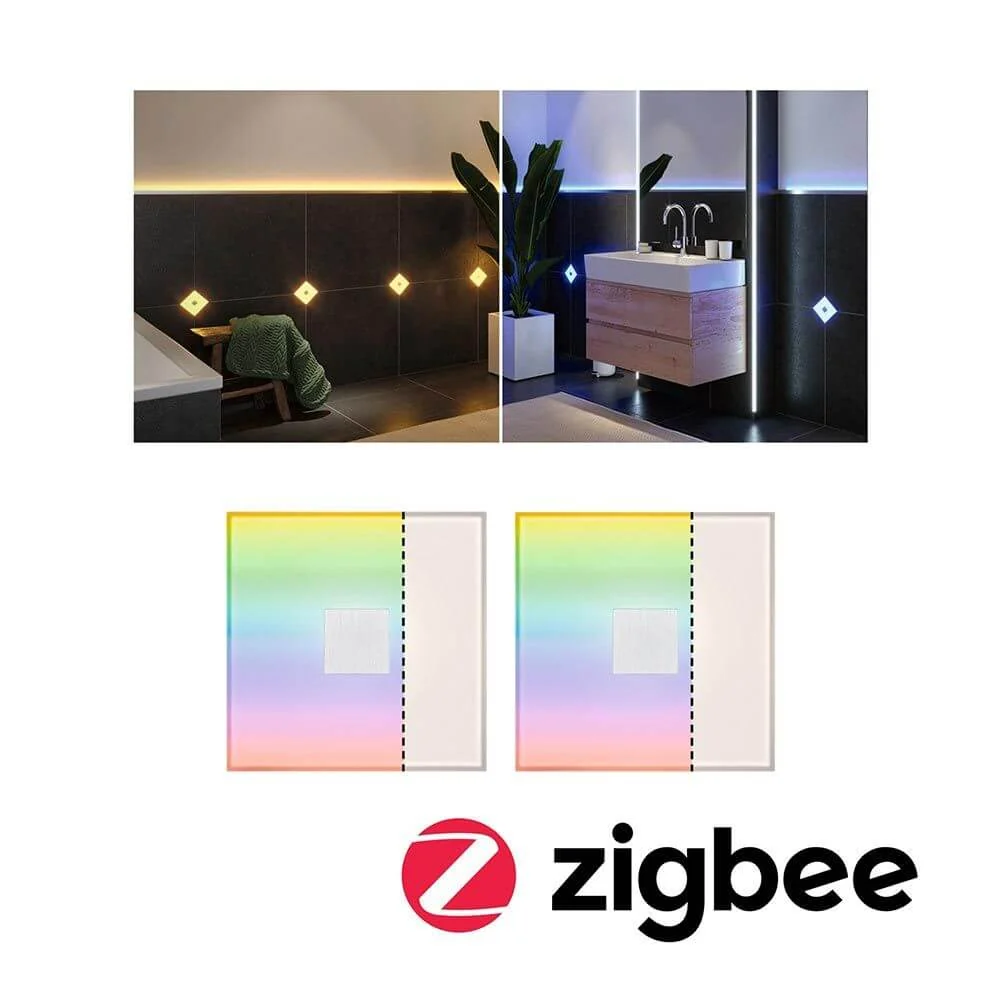 LumiTiles LED Tiles Quadrado Conjunto de 2 Metal Branco