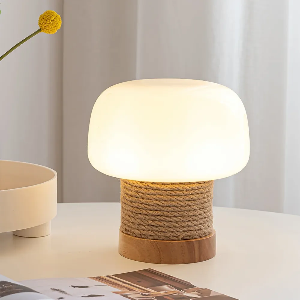 LumiWood - Candeeiro de Mesa Moderno com Base em Madeira