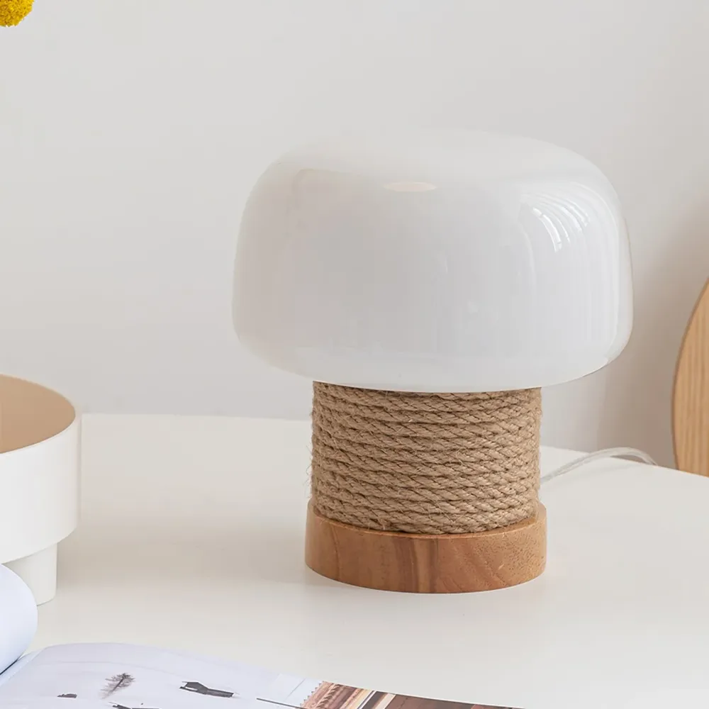 LumiWood - Candeeiro de Mesa Moderno com Base em Madeira