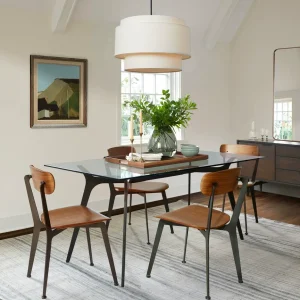 Lustre Suspenso em Linho Bege Estratificado Bauhaus
