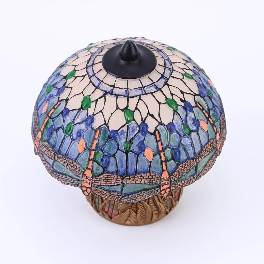 LuxeGlow - Candeeiro de Mesa Vintage com Motivo de Libélulas e Design Arte Nova