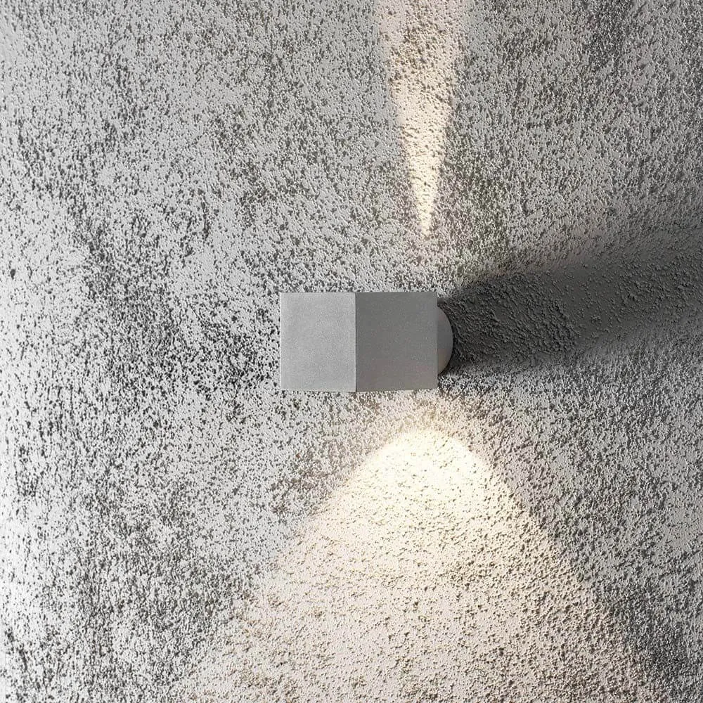 Luz de parede externa modena quadrado cinza, vidro transparente