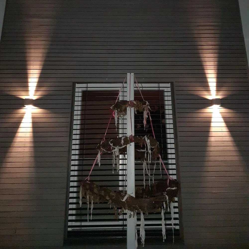 Luz de parede externa modena quadrado cinza, vidro transparente