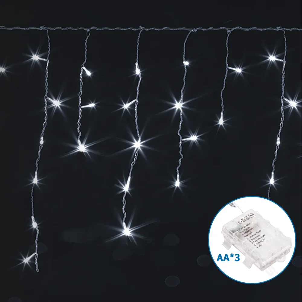 LUZES DE CORDA PLANAS DE BATERIA 3AA (ONDA), BRANCO FRIO, 15M*0.6