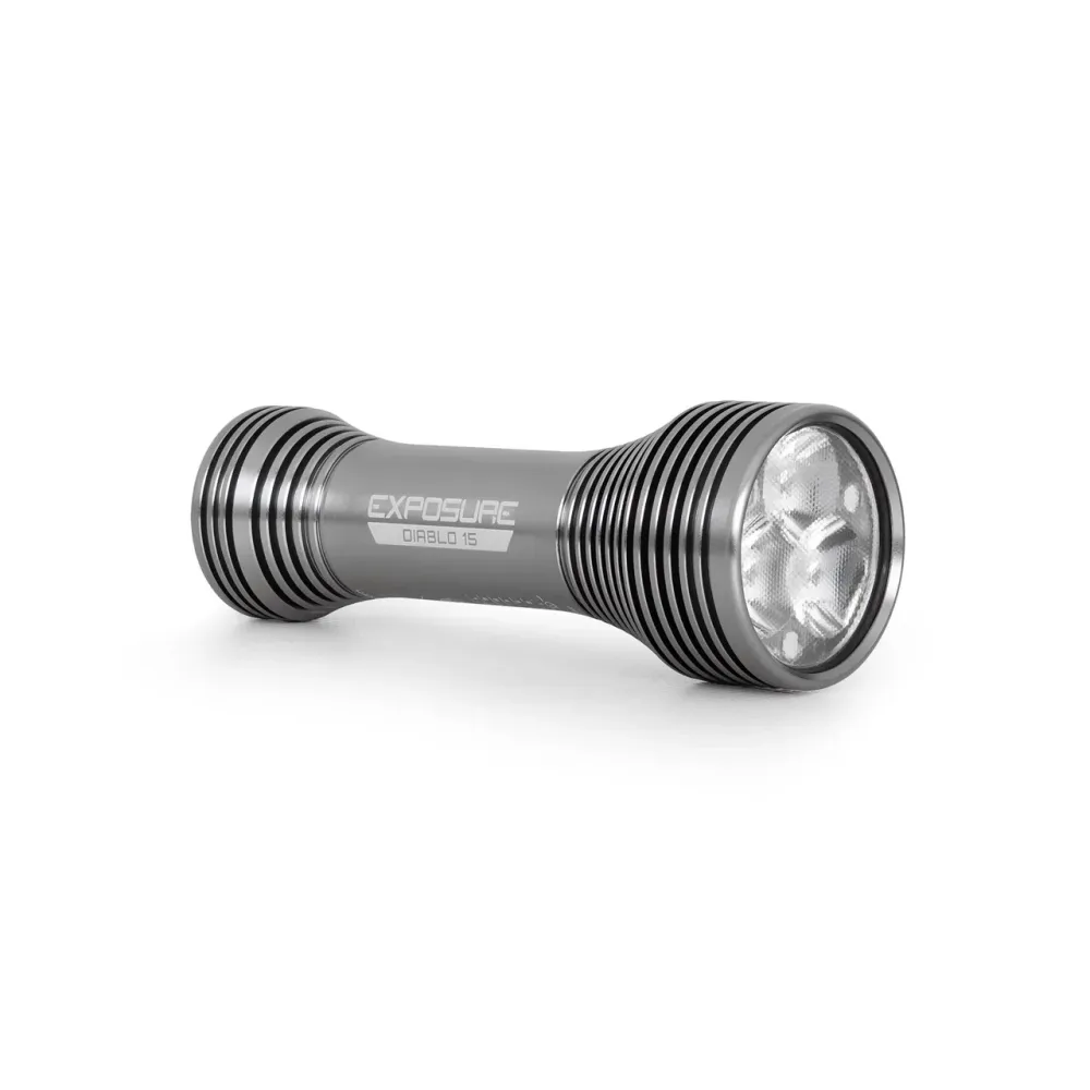 LUZES DE EXPOSIÇÃO Luz frontal DIABLO 15 com suporte para capacete/suporte