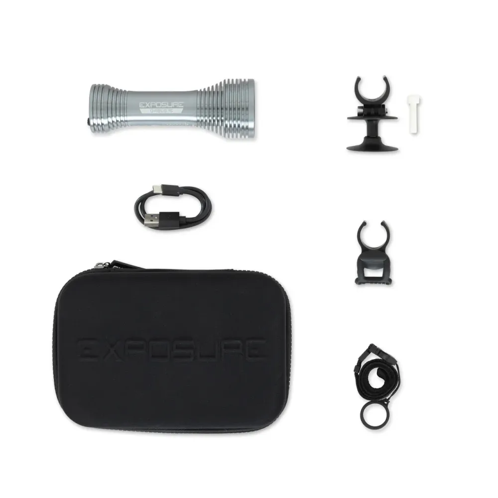 LUZES DE EXPOSIÇÃO Luz frontal DIABLO 15 com suporte para capacete/suporte