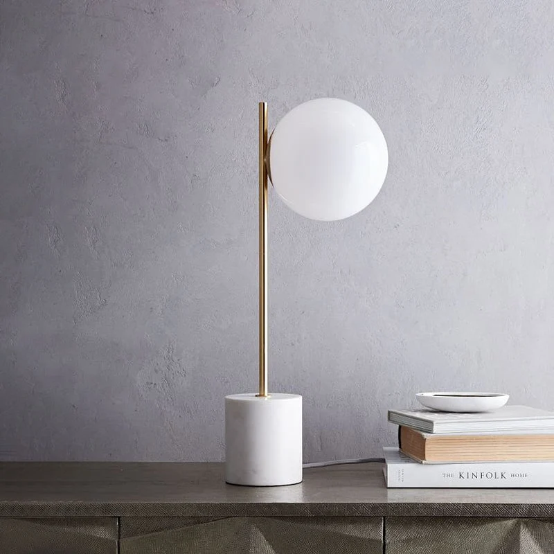 MarbleGlow - Candeeiro de Mesa Esférico Moderno com Base em Mármore