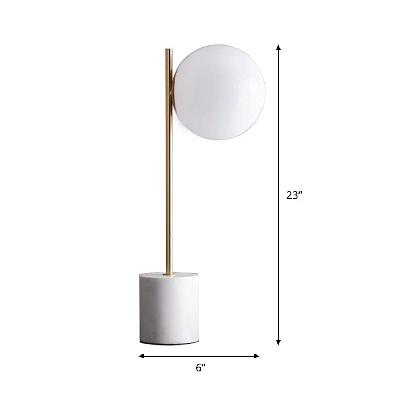 MarbleGlow - Candeeiro de Mesa Esférico Moderno com Base em Mármore