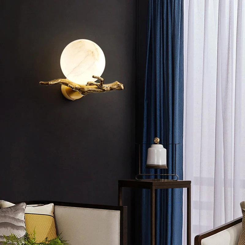 MarbleGlow – Candeeiro de Parede LED Moderno com Aspeto de Mármore para Salas e Quartos