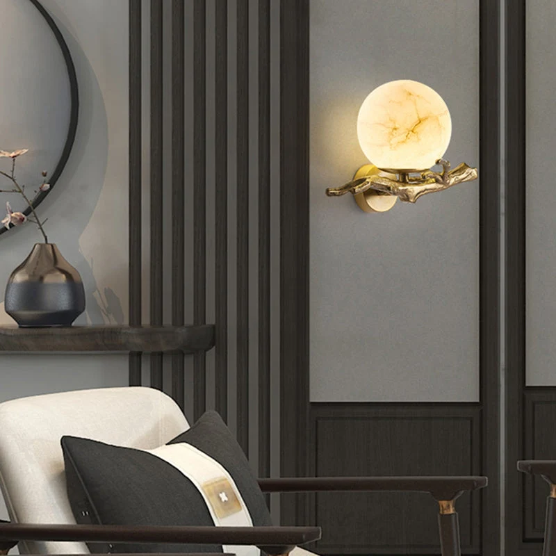 MarbleGlow – Candeeiro de Parede LED Moderno com Aspeto de Mármore para Salas e Quartos