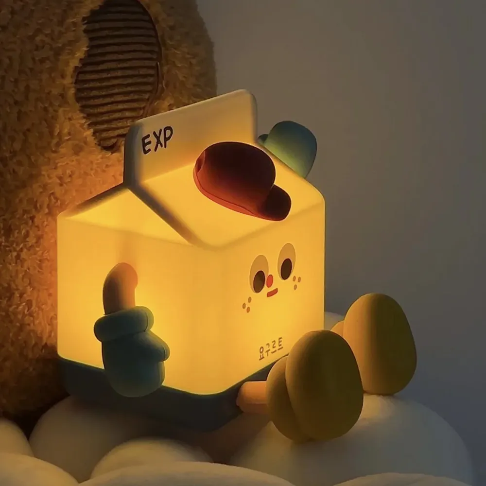 MilkGlow - Candeeiro Noturno LED em Forma de Caixa de Leite, Iluminação Aconchegante para Quarto de Crianç e Quarto de Dormir