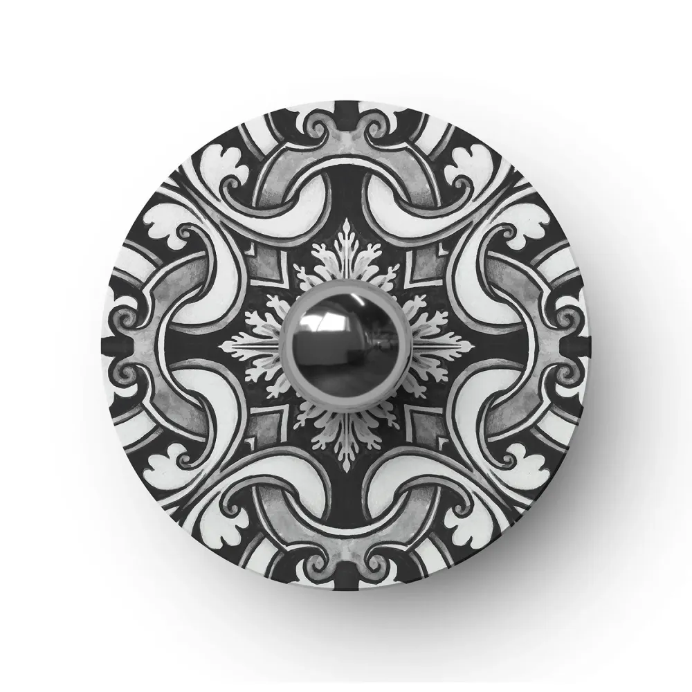 Mini prato Ellepì 'Maioliche' Branco e Preto para lâmpadas, diâmetro 24 cm - Fabricado em Itália