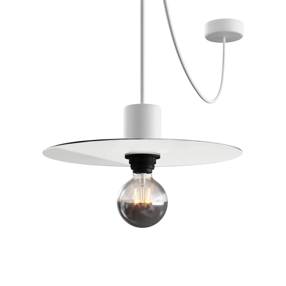 Mini prato Ellepì 'Solid Color' Branco mate para candeeiros, diâmetro 24 cm - Fabricado em Itália