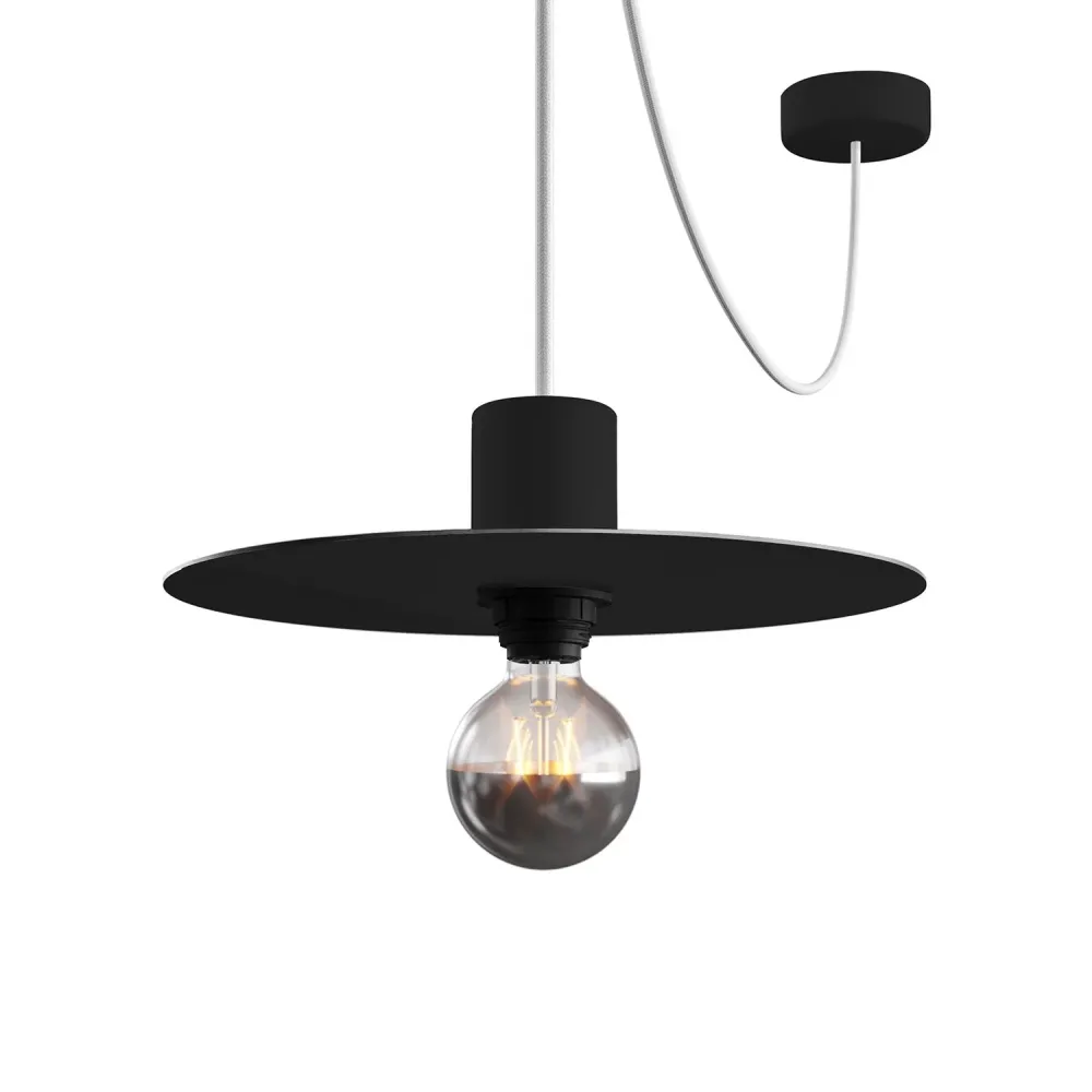 Mini prato Ellepì 'Solid Color' Preto para lâmpadas, diâmetro 24 cm - Fabricado em Itália