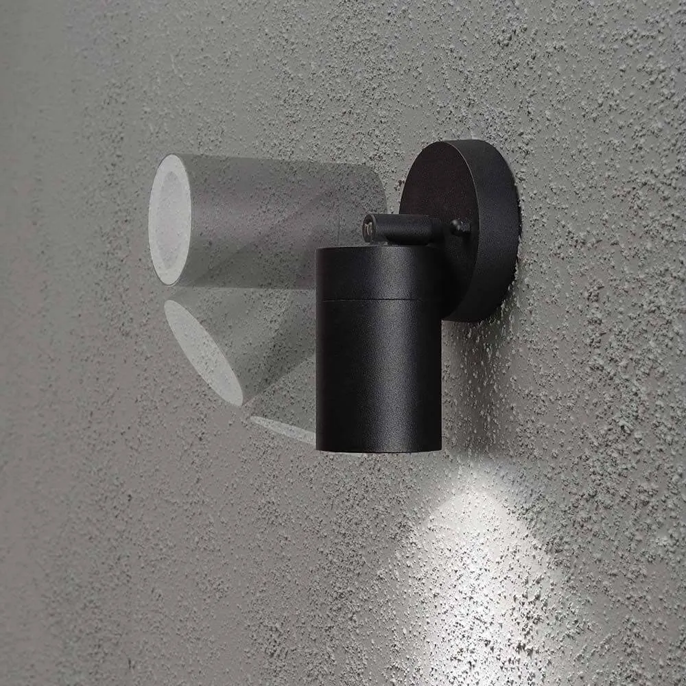Modena energiespar parede spot girando preto, vidro transparente