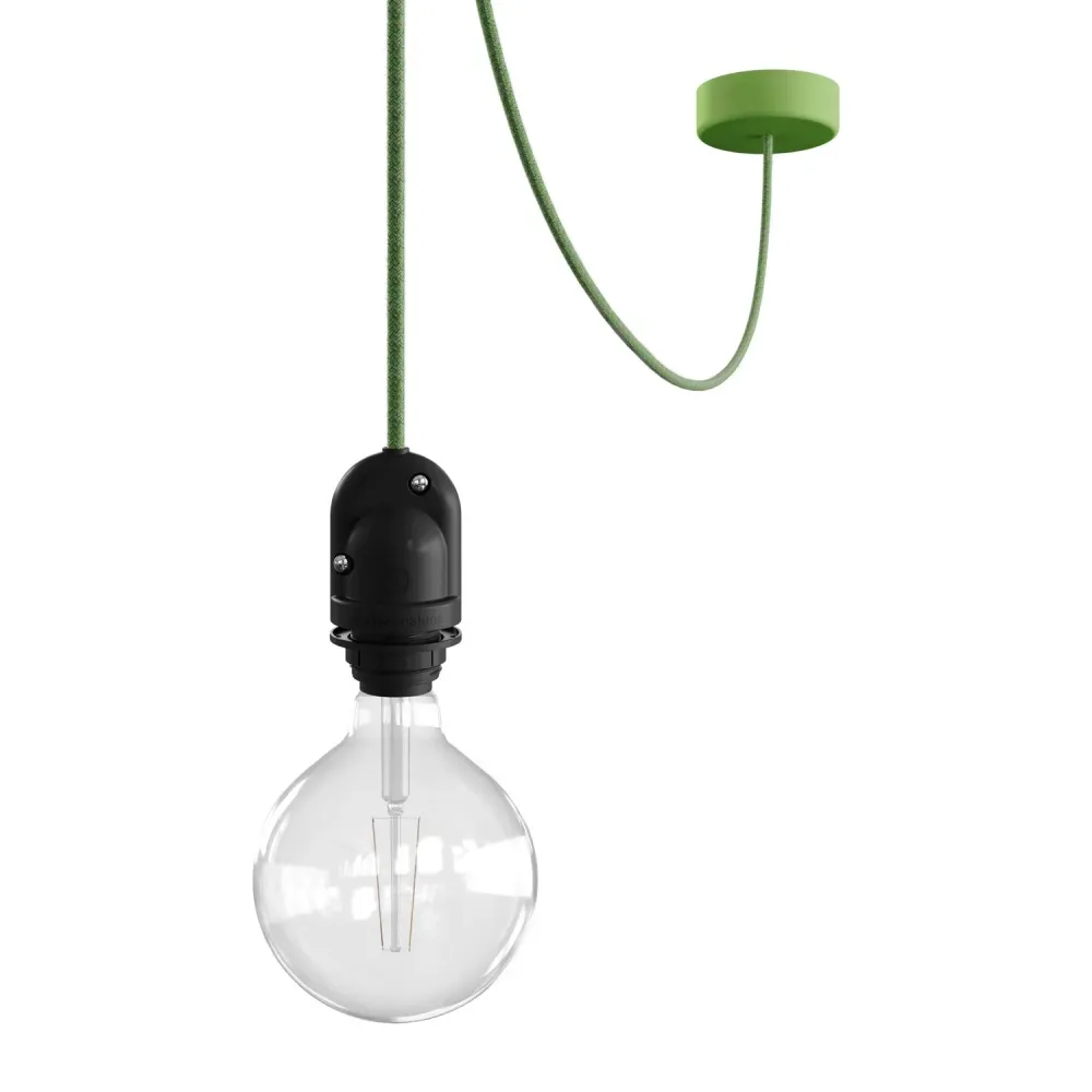 Modulair Candeeiro de exterior para abajur com 5 m de cabo têxtil, decentador, base de teto e casquilho IP65 - Verde relva