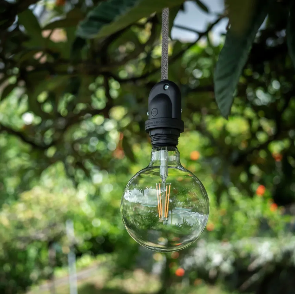 Modulair Candeeiro de exterior para abajur com 5 m cabo têxtil, descentralizador, base de teto e casquilho IP65 - Salmão