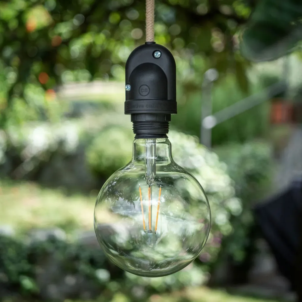 Modulair Candeeiro para abajur de exterior com 1,5 m cabo têxtil, base de teto e casquilho IP65 à prova de água - Mostarda