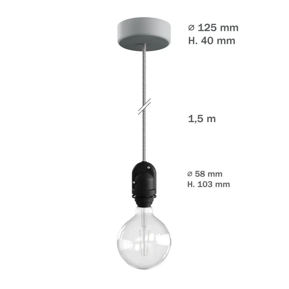 Modulair Candeeiro para abajur de exterior com 1,5 m cabo têxtil, base de teto e casquilho IP65 à prova de água - Mostarda
